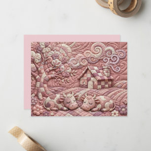 Staubrosafarbenes, reizvolles, quiltartiges Patchw Mitteilungskarte