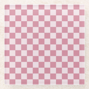 Staubrosafarbenes Schachbrettmuster Glasuntersetzer