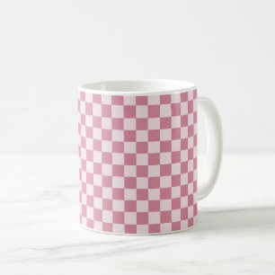 Staubrosafarbenes Schachbrettmuster Kaffeetasse