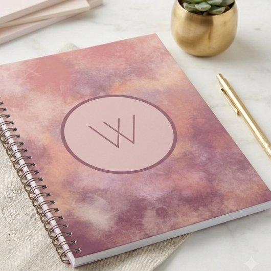 Staubrose Wasserfarbe Abstrakter Monogramm Journal Notizblock