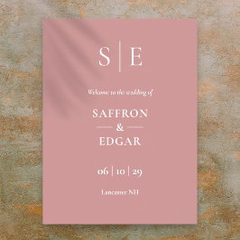 Staubrosen-Minimal-Monogramm-Hochzeits-Willkommens Poster