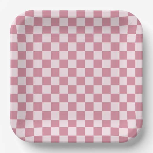 Staubrosen-Schachbrettmuster Pappteller (Vorderseite)