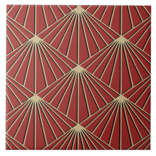 Staubrotes Art Deco Ventilator-Muster-Diamant Fliese