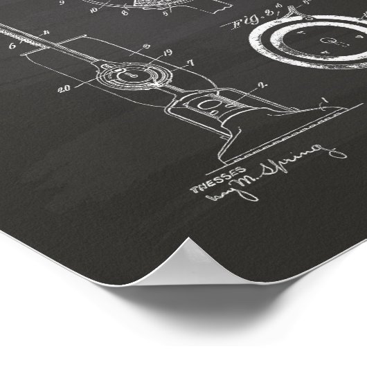Staubsauger 1924 Patent Art Chalkboard Poster (Ecke)