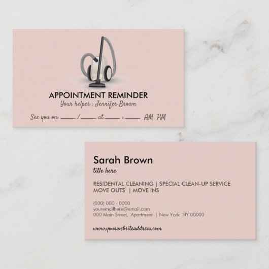 Staubsauger Beige Ernennung Visitenkarte (Vorne/Hinten)