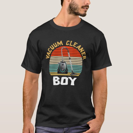 Staubsauger Boy Retro Vintage Housekeeper Sauberke T-Shirt (Vorderseite)