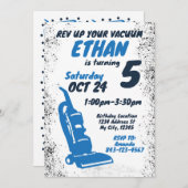 Staubsauger Geburtseinladung BLUE Einladung (Vorne/Hinten)