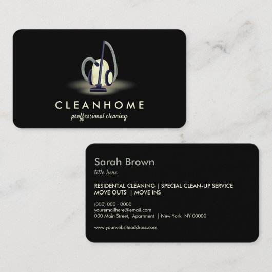 Staubsauger Haus Behaltend Reinigung Janitorial Visitenkarte (Vorne/Hinten)