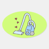 Staubsauger mit Herz Ovaler Aufkleber (Vorderseite)