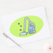 Staubsauger mit Herz Ovaler Aufkleber (Umschlag)