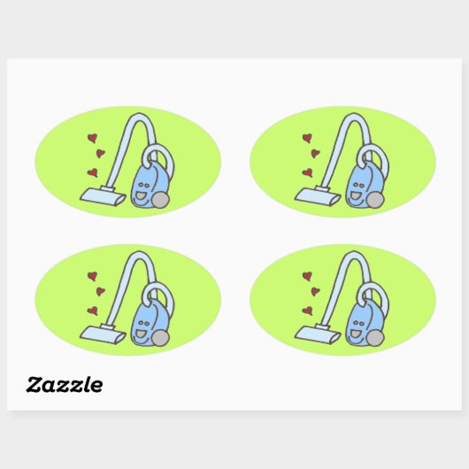 Staubsauger mit Herz Ovaler Aufkleber (Blatt)