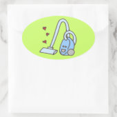 Staubsauger mit Herz Ovaler Aufkleber (Tasche)