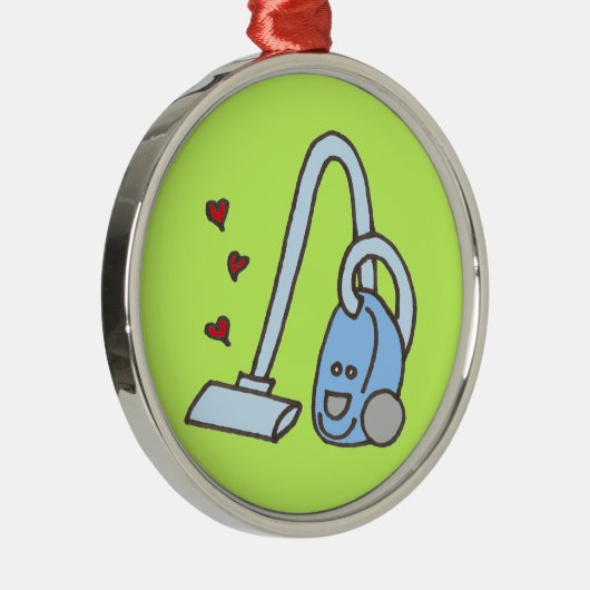 Staubsauger mit Herz Silbernes Ornament (Rechts)