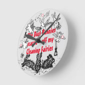 Staubsauger Reinigung Fee Kaninchen Humorer Witzig Runde Wanduhr (Winkel)