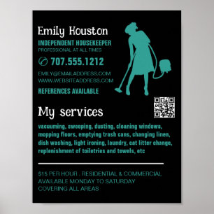 Staubsauger Silhouette, Housekeeper, Haushaltshilf Poster