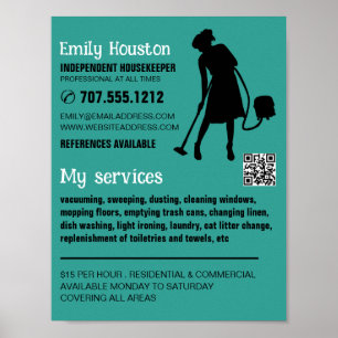 Staubsauger Silhouette, Housekeeper, Haushaltshilf Poster