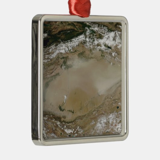 Staubsturm in der Taklimakan-Wüste, China Western Ornament Aus Metall (Rechts)