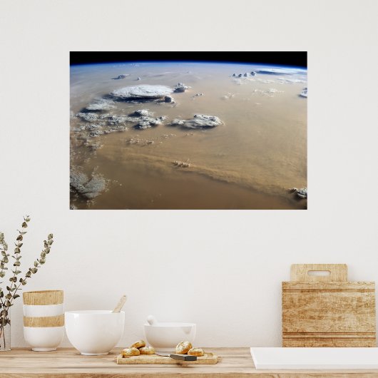 Staubsturm über die Sandmeere der Wüste Sahara. Poster (Küche)