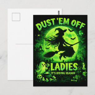 Staubt sie ab, Ladys, Gruselige Grüne Hexe Postkarte