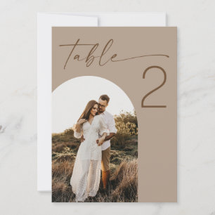 Staubtaupe Moderne Foto-Hochzeitstisch-Nummer Einladung