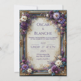 Staubviolette Blumige Hochzeit Einladung