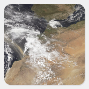 Staubwolken vor der marokkanischen Küste Quadratischer Aufkleber