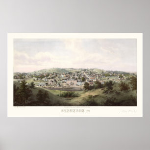 Staunton, panoramische Karte VA - 1857 Poster