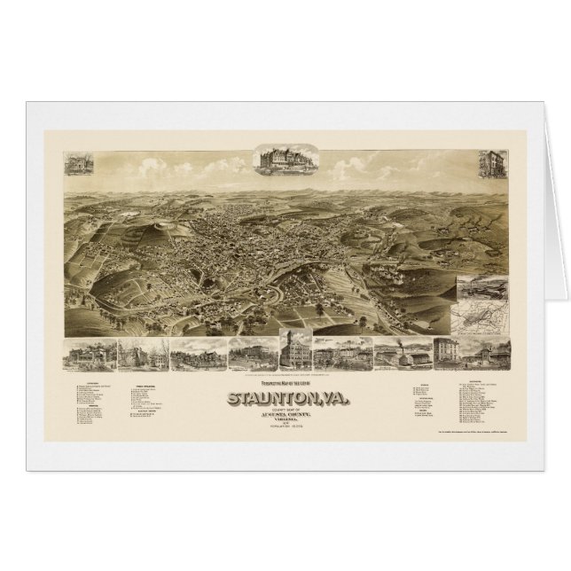 Staunton, panoramische Karte VA - 1891 (Vorderseite (Horizontal))