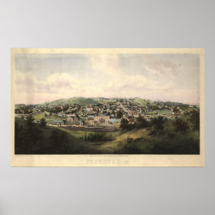 Staunton Virginia 1857 antike panoramische Karte Poster