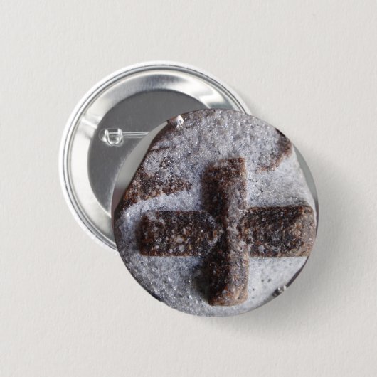 Staurolith, perfekter Kristallschnitt Button (Vorne & Hinten)