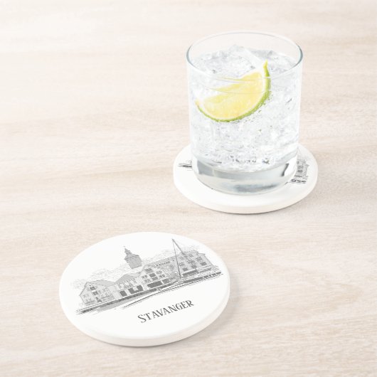 Stavanger Norwegen Beautiful Streetscape Zeichnend Getränkeuntersetzer (Seite)