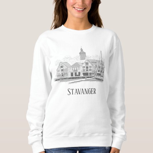 Stavanger Norwegen Beautiful Streetscape Zeichnend Sweatshirt (Vorderseite)