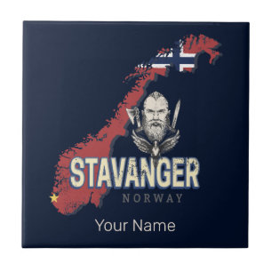 Stavanger Norwegen Retro City Map Vintager Urlaub Fliese