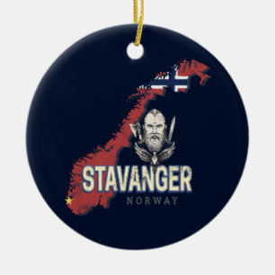 Stavanger Norwegen Retro City Map Vintager Urlaub Keramik Ornament