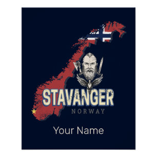 Stavanger Norwegen Retro City Map Vintager Urlaub Poster