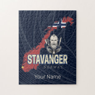 Stavanger Norwegen Retro-Stadtplan Vintage-Urlaub Puzzle