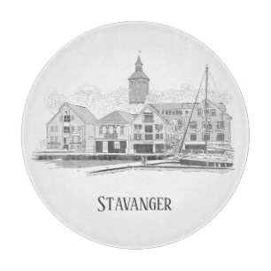 Stavanger Norwegen schöne Straßenansicht Zeichnung Schneidebrett
