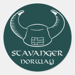 Stavanger Norwegen Viking Hat Runder Aufkleber