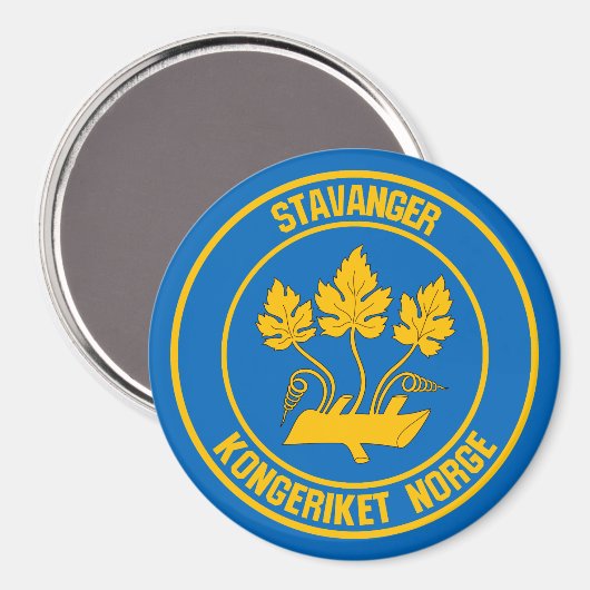 Stavanger Round Emblem Magnet (Vorderseite/Rückseite)