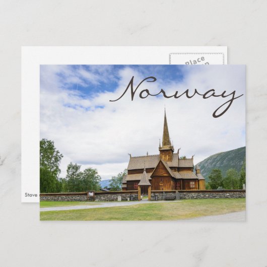 Stave Kirche in Lom, Norwegen Text Postkarte (Vorne/Hinten)