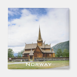 Stave Kirche in Lom, Norwegen-Textmagnet Magnet
