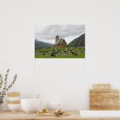 Stave Kirche mit Friedhof in Norwegen Poster (Küche)