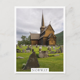 Stave Kirche mit Friedhof in Norwegen Postkarte