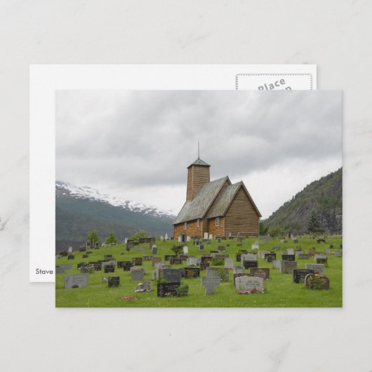 Stave Kirche mit Friedhof in Norwegen Postkarte (Vorne/Hinten)