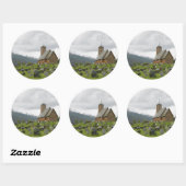 Stave Kirche mit Friedhof, Norwegen Rundaufkleber Runder Aufkleber (Blatt)