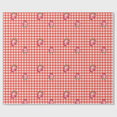 Stawberry Barn Red Gingham Geschenkpapier (Flach)