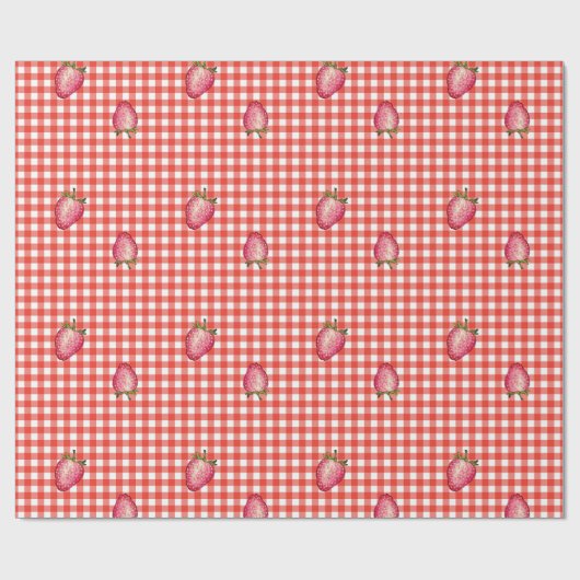 Stawberry Barn Red Gingham Geschenkpapier (Flach)