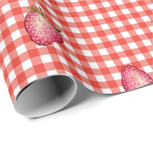 Stawberry Barn Red Gingham Geschenkpapier (Rolleneckpunkt)