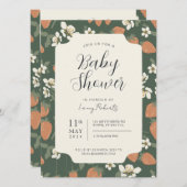 Stawberry Floral Baby Shower Einladung (Vorne/Hinten)
