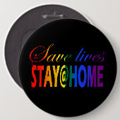 Stay at home LGBT Rainbow Flag Button (Vorne & Hinten)
